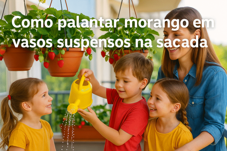 Como plantar morango em vasos suspensos na sacada
