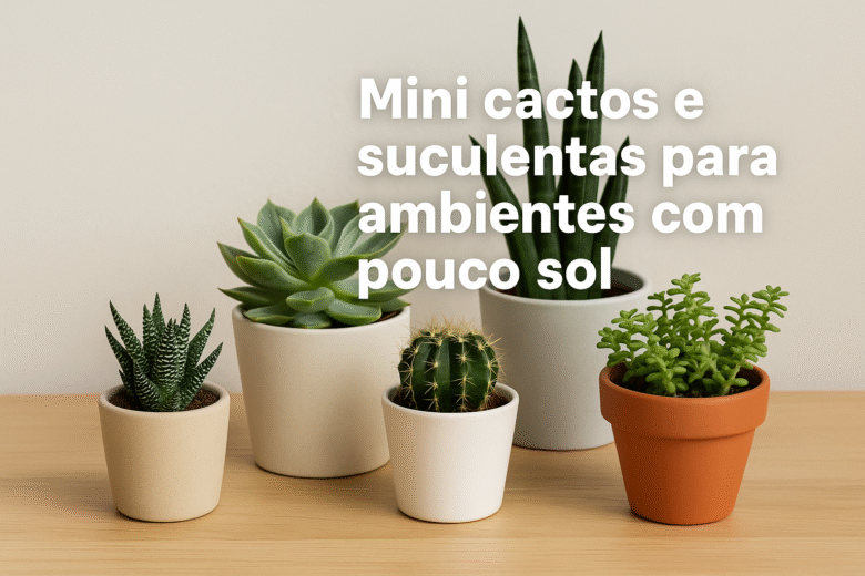 Mini cactos e suculentas para ambientes com pouco sol