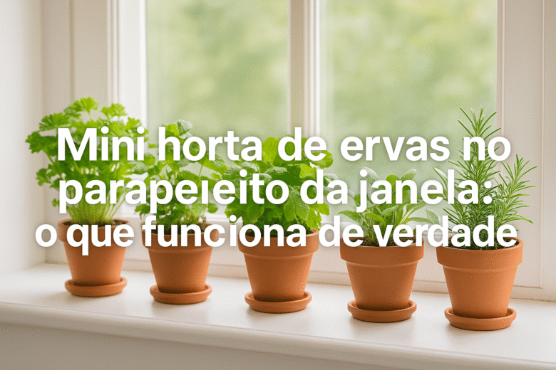 Mini horta de ervas no parapeito da janela: o que funciona de verdade